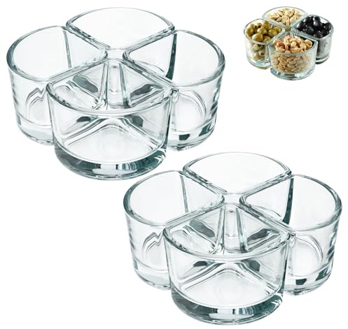 KADAX glasskålar, snackskålar av transparent glas, dippskålar av högkvalitativt glas, serveringsskålar för nötter, is, dips, desserter och oliver (8 x 120 ml, fjärdedels-cirkel)