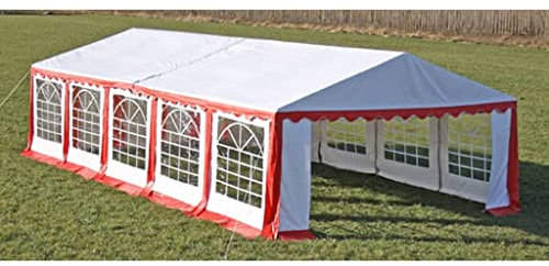 Tendone per Feste Tenda Garage Gazebo Professionale Tetto e pareti di gazebo da festa 10 x 5 m Rosso & BiancoAdatto per matrimoni, all'aperto, giardino, feste