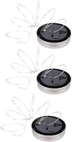 UKCOCO 3pcs Solar Powered Jar Lights 20 LEDs, Plastic and Copper Wire Material, Ip65 Waterproof Outdoor Solar Lamp, for Party and Porch Decorative Lighting