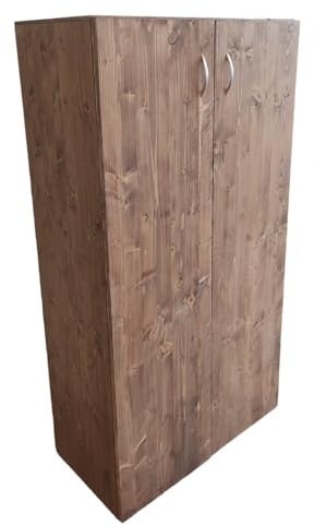 TOTAL WOOD 2012 Lagerschrank, Gartenschrank, Werkzeugschrank, Geräteschuppen mit Doppeltür für den Innen- und Außenbereich, Dunkles Walnuss-Tannenholz 80 x 40 x 150 cm (BxTxH) (Modell A)