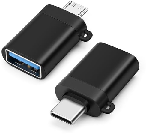BORLTER CLAMP Adaptador USB C Macho a USB Hembra/Adaptador Micro USB Macho a USB Hembra 2 Pack con Cordón, Adaptador OTG Tipo-C o Micro USB para Portátil, Tablet, Smartphone y Más