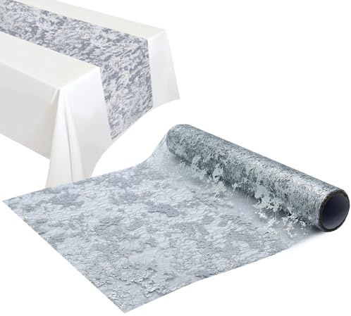 Tischläufer Silber, 28 x 10 m Glänzend Silber, Tischband mit Beschichtung für Partys, Hochzeiten, Geburtstage, Weihnachten & Tischdeko