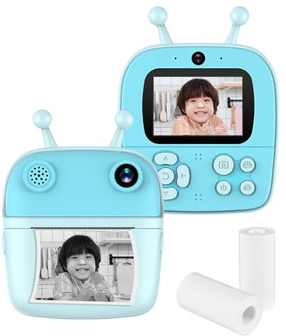 Andoer Instant Photo Camera, Andoer Photo Camera for Children 1080P, Instant Camera for Children 2.4 Inch IPS Screen with Thermal Printing Paper for Children 3-12 Years,