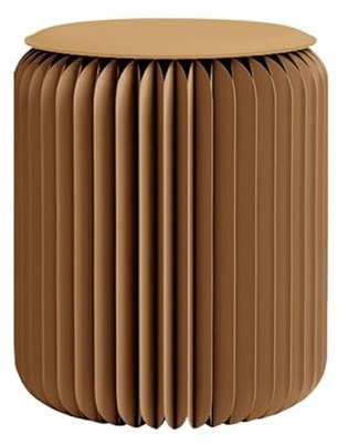 Home Furniture Modern Design Accordion Portable Folding Paper Stool Kraft Paper Relaxing Multifunction Round Foot Stool Side table-Fashion Paper Design Ideal for School Living Dining Room (Brown)