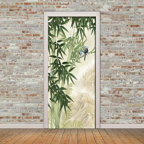 Türtapete Selbstklebend 80x210 cm Türfolie Selbstklebend Bambus Türaufkleber Türposter Natur Türsticker Fototapete 3D Effekt für Schlafzimmer Wohnzimmer Küche A1023