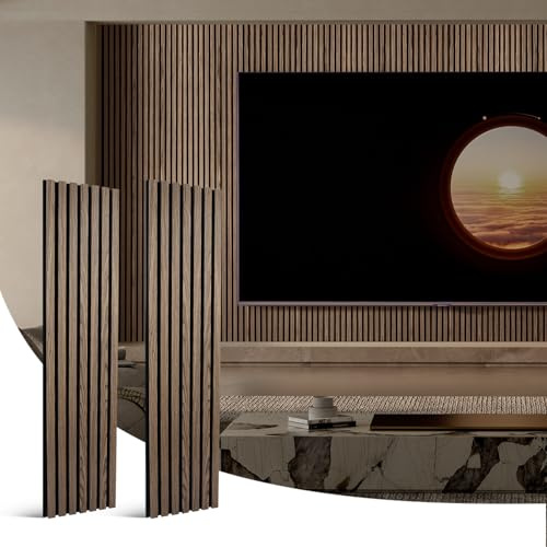 2Pcs Wood Wall panels, 120cm×28.5cm Wood Slat Acoustic Panels Sound Absorbing,Noise Sound Dampening Panels for Living Room,Bedroom, Studiio,Office -Walnut