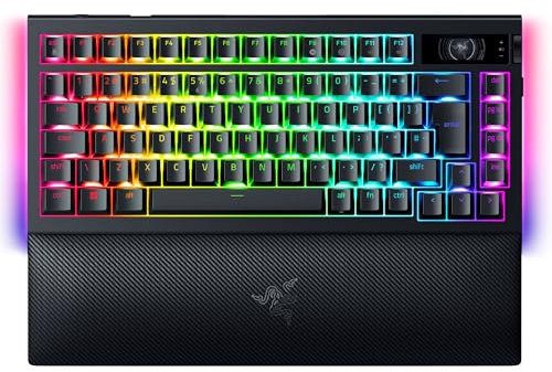 Razer BlackWidow V4 Pro 75% - Wireless Hot-Swappable Gaming-Keyboard - OLED display (command dial, 4K Hz & Bluetooth connectivity, magnetic palm rest) US Layout ISO | Black