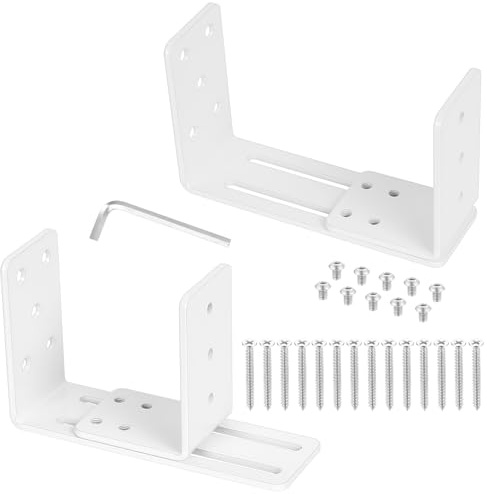 2 Pcs Soportes de Barricada de Puerta 2 x 4, Ajustable Soporte en U de Metal pour Barra Seguridad Puerta, Soporte de Seguridad Antirrobo para Madera de Puerta Granero Garaje Casa, Blanco