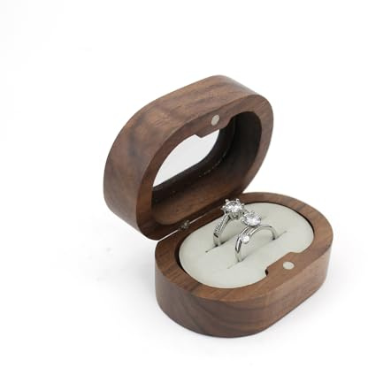 AfitLulu Ringbox Samt Ring Aufbewahrung Ringbox Hochzeit Elliptisch Verlobungsring Box für Vorschläge, Verlobungen und Hochzeiten (Ellipse-Beige-2)