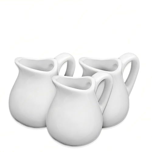 Lechera de porcelana blanca, tamaños surtidos para desayuno, bar, restaurante, hotel (3, blanca, 25 ml)