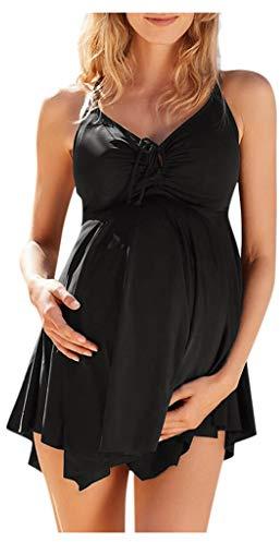 Amning baddräkt gravid kvinna två set med enfärgade remmar moderskap baddräkt kjol byst bräda