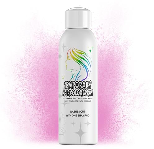 Pink Temporary Hair Color Spray for Adults Kids, Instant Colored Hair Dye Alternative, Non-Sticky, Gentle Formula, Washable Disposable, Party Cosplay Christmas Halloween, 150ml