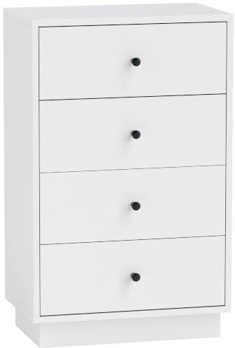HOMCOM Kommode Sideboard mit 4 Schubladen für Flur 47 x 29 x 75 cm Weiß | Schrank aus Holzwerkstoff, Aufbewahrungsschrank, Modern Stil, Schubladenschrank, Kommodenschrank, Wohnzimmer, Schlafzimmer