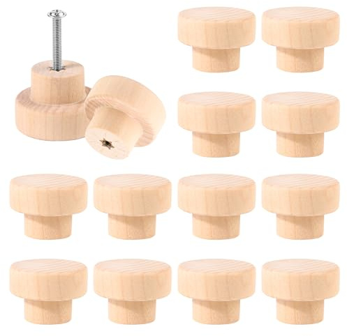 HO-SFSM Möbelknöpfe Holz - 12 Stück Holz Schubladengriff mit 35 x 25 mm Größe, ideal als Schrankknöpfe für Kommoden, Schränke und Möbelgriffe