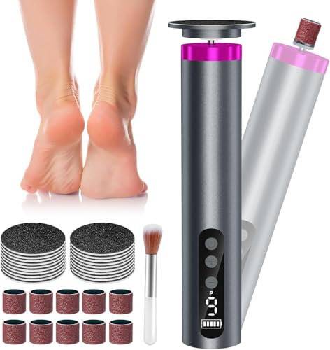 Pedicure Elettrico Professionale Piedi – 2 in 1 Rimuovi Calli Elettrico con Display LCD, Raspa Piedi per Pelle Dura, Screpolata e Morta, Set per Cura dei Piedi (Grigio)