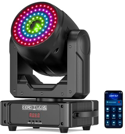 Teste Mobili Luci Discoteca, Luce da Festa Animazione 3D RGB Controllo APP DMX512 Fascio Luminoso 28CH Musica Strobo per Festa di Compleanno Bar KTV DJ
