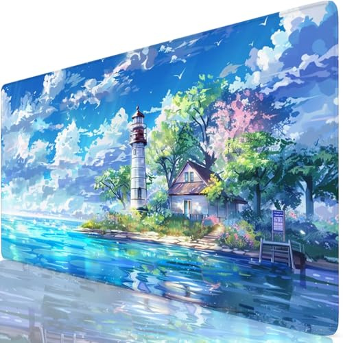 Tapis de Souris Bleu 1000x500x3mm sous Main Bureau avec Base Anti-Dérapage, Tour Tapis de Souris Gamer Imperméable, Accessoire Bureau Antidérapant Surface Mouse Pad pour Maison, Ordinateur, PC Y8-415
