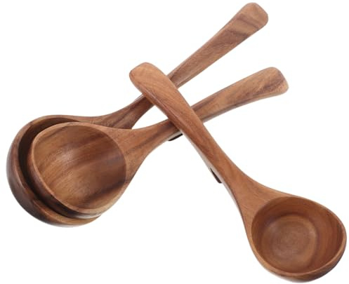 Cabilock 3piezas Cuchara Sopera De Madera Con Mango y Gancho Unidades Para Cocinar Servir y Para Ramen y Dumplings