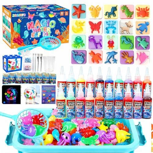 ZQEJEFD Magic Water Gel Toy Kit 63 PCS, Aqua Gelz Set con 20 Colori & 20 Forme, DIY Gel Magico per Bambini, Creatività Montessori, Laboratorio Artistico Regalo per Bambini 3 4 5+,Ragazzi e Ragazze