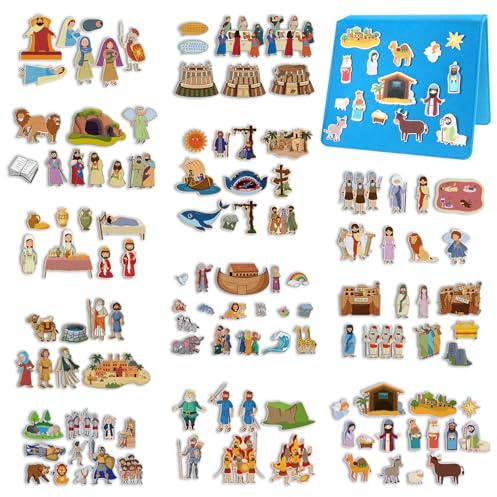 Windkream 13 Pack Felt Board Bible Stories Set, Flannel Board Stories with A Felt Pieces Storage Binder for Preschool Activities, Included The Nativity of Jesus, Adam and Eve, Noah's Ark and More