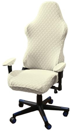 Housse de Chaise de Jeu en Polyester Extensible, Douce Résistante aux Griffures de Chat Lavable, Universelle, pour Chaises de Bureau Ergonomiques, Couvre Le Dossier et L'accoudoir(Beige,One Size)