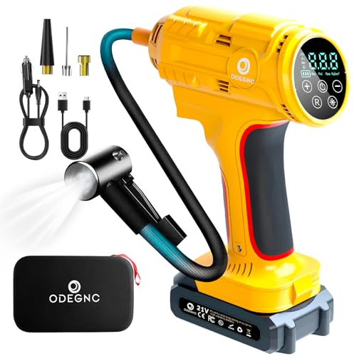 Cordless Air Compressor,160PSI Portable Tire Inflator with 10000mAh Battery & Dual Power System - 2X Faster (35L/min) Auto Shut Off Digital Gauge for Car SUV Truck RV - Yellow