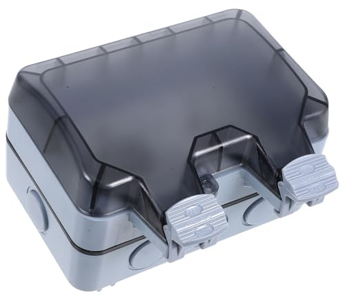 COLLBATH Presa di Esterna Doppia a Muro con Coperchio Design Rialzato per Giardino Terrazza e Garage, Presa Elettrica Fissa Resistente alla Pioggia Standard Europeo