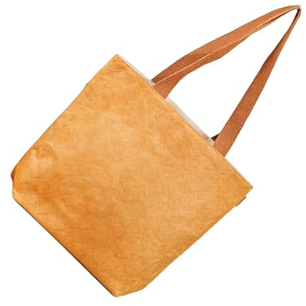 BAZEITFLOW Återanvändbar Brun Papperstote med Handtag Läckagesäker Shoppingpåse för Picnic Marknad och Vardagsbruk Matväska för Daglig Användning