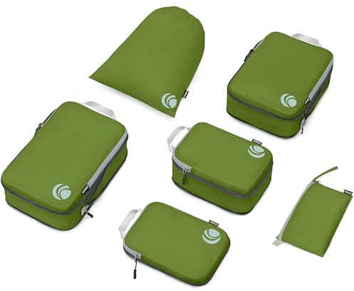 Cipway Packkuber i set, ultralätta expanderbara resepackning-organisatörer för handbagage (grön 6 st)