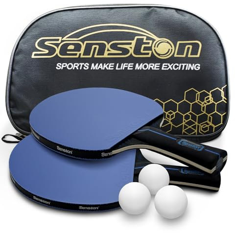 Senston Profesional Raqueta de Tenis de Mesa Set de 2 Jugadores, Pelotas de Tenis de Mesa de 3 Estrellas, Paleta de Ping Ppong con Estuche, Ideal para Juegos Profesionales y Recreativos