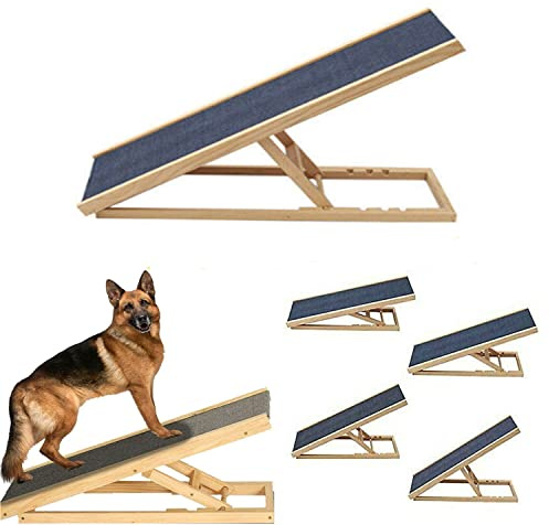 Pet Ramps for Large Dogs - 39.37 x 15.75 x 11.8/15.7/19.69/23.62inch Wooden Dog Ramp for Large Dogs - Folds Flat Dog Ramps for Large Dog Folding Adjustable Dog Ramp Indoor with 4 Adjustable Height