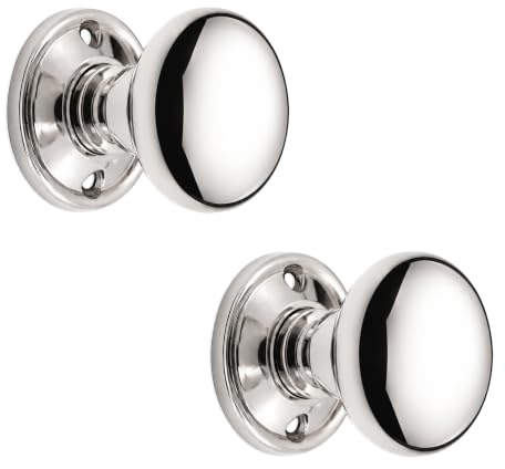 Infinity Decor Victorian Period Cottage Pair Door Knob Mortice Handle Brass (40mm, Polished Nickel)