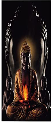 TüRfolie TüRtapete TüRposter Selbstklebend 3d Fototapete Klebefolie TüR Mit Motiv TüRaufkleber Kinderzimmer Brauner Buddha 77 X 200cm(30,31 X 78,7 Zoll)