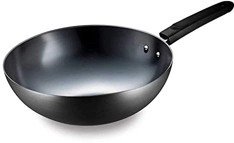 ksamwjf Wok-Pfanne Antihaft-Wok, Stangeneisen-Wok-Bratpfanne Bratpfanne Unbeschichteter Haushalts-Wok Original Antihaft, 2 Größen-Wok-Pfanne Antihaft-Induktion (Size : 30cm)
