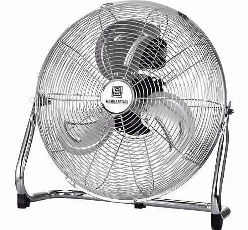 MICHELE SOGARI Ventilatore da Terra con Base Tubolare Posizione Regolabile D40cm 80W 3 Velocità Colore Cromato