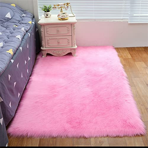Tomifine Faux Lammfell Schaffell Teppich Super Weich Kunstfell Teppiche Dicker Flauschig Teppich Bettvorleger Sofa Matte (80x180 cm,Rosa b)
