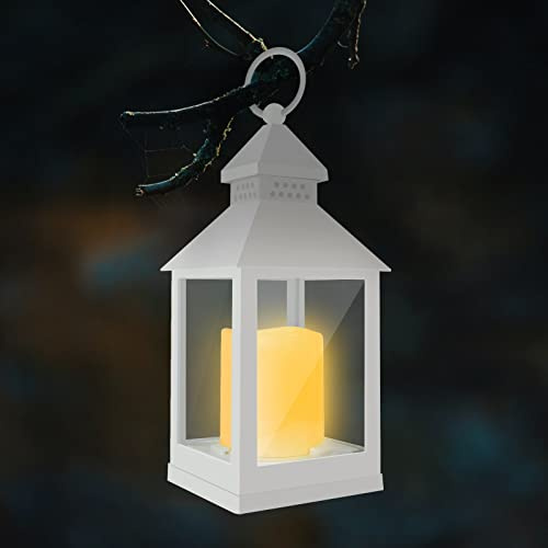 Eaxus® 2er Set Blaze-it LED Laterne - Windlicht mit Realistischem Flammeneffekt und Echtglas, Weiß