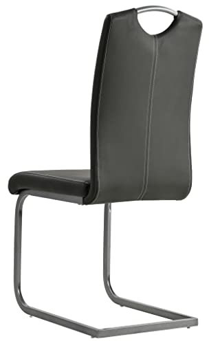 ZHOUMIN Modern Freischwinger 4 STK Stühle Set, Esszimmerstühle, Dining Chairs, Grau Kunstleder