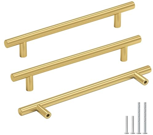 Goldenwarm 15 Stück Möbelgriffe Gold 160mm Lochabstand Schubladen Griffe für Küchenschränke Gold Schrankgriffe Schubladengriffe Türgriffe für Küchenschränke