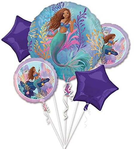 amscan 4552401 - Kleine Meerjungfrau Live Action Film Folienballon Bouquet - 5 Stück