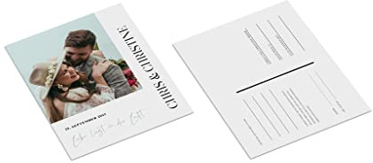 easyprint Ballonkarten personalisiert | mit Wunschtext + Foto | Happy Day | 2-seitig | 105 x 148 mm | DIN A6 | Menge + Papier zur Auswahl | Hochzeit | Wedding | Ehe | Liebe | Flitterwochen (50 Stück)