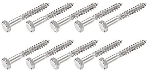 METALLIXITY Sechskantschrauben (M8x65mm)10Stk 304 Edelstahl Stahl Selbstschneidende Holz Schrauben - für Haushalts Anwendungen