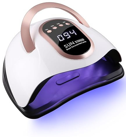 FAOKZE 220W Nageltrockner Lampe,UV lampe für acrylnägel,60 LED Lampe für Nägel,UV lampe für shellac nägel,Digital Anzeigebildschirm 10/30/60/99s Timer,Geeignet für alle Gel Nagellack(Rose)