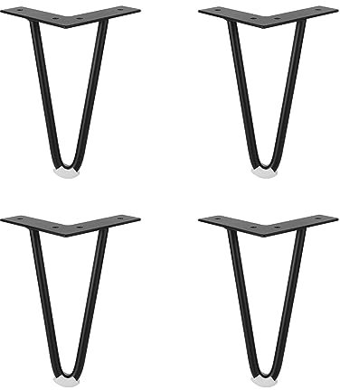 4 Stück Haarnadel Tischbeine,Haarnadelbeine aus Metall,DIY Metall Möbelfüße,Schwarz Möbelbeine,für Sofa Kommode Nachttisch Schrank Schuhschränke,mit Bodenschoner/Schrauben (100mm/3.9in)