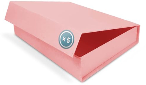 Verpackungswelt Geschenk-Box mit Deckel | 23 x 17 x 5 cm (5er Pack) | Geschenk-Karton mit Magnet-Verschluss | Perfekt für Geburtstag, Hochzeit, Weihnachten, Geburt | Geschenk-Verpackung in Rosa