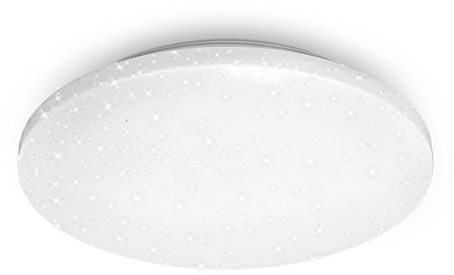 Briloner - Plafoniera LED con Cielo stellato, plafoniera LED bagno IP44, decoro traforato, luce bianca neutra, Ø34 cm, bianco