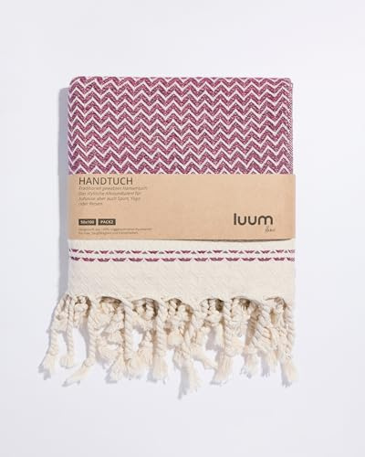 Luum® Lot de 2 serviettes de hammam pour cuisine et salle de bain, séchage rapide et non pelucheux, serviettes de sport, turban turc, sans microfibre, 100 % coton, rose, 50 x 100 cm