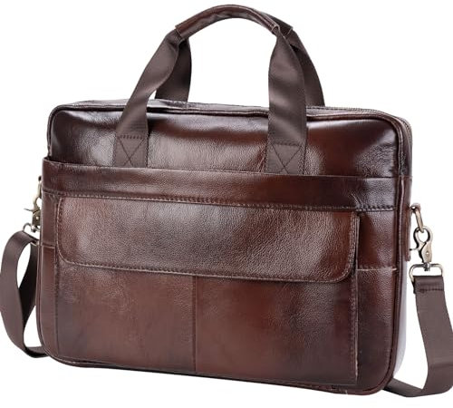 BTDAO Aktentasche aus Leder, 15 Zoll Laptoptasche, Messenger-Schultertasche Arbeitstasche Crossbody-Handtasche für Geschäftsreisen (BFC-RED)