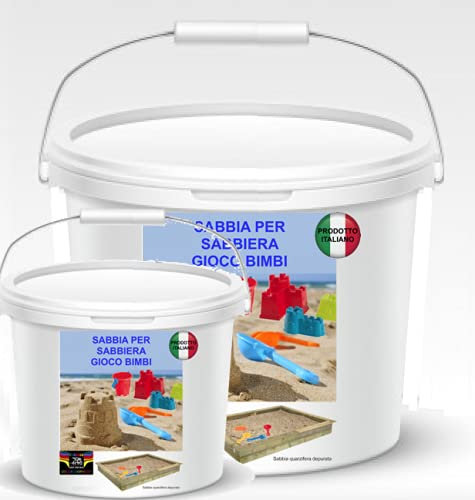 Sabbia Gioco Bambini in Pratico Secchio Colore Grigio o Bianco Caraibico Ideale Sabbiere Anche per ACQUARI E Animali (8 kg Grigia)