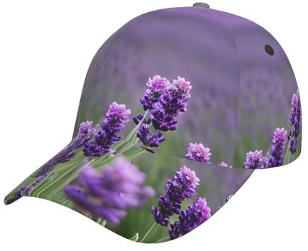idubi Unisex-Baseballkappe mit lila Blumen, verstellbar und atmungsaktiv, für den täglichen Gebrauch, Outdoor-Aktivitäten und Reisen, Schwarz, Einheitsgröße, Schwarz, One size